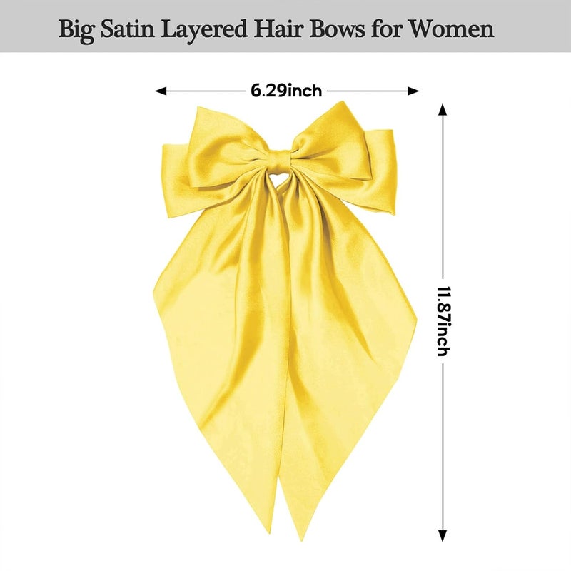 illpta Large Satin Bow Barrettes Clips in Yellow - Hair Accessories for Women - Image 4